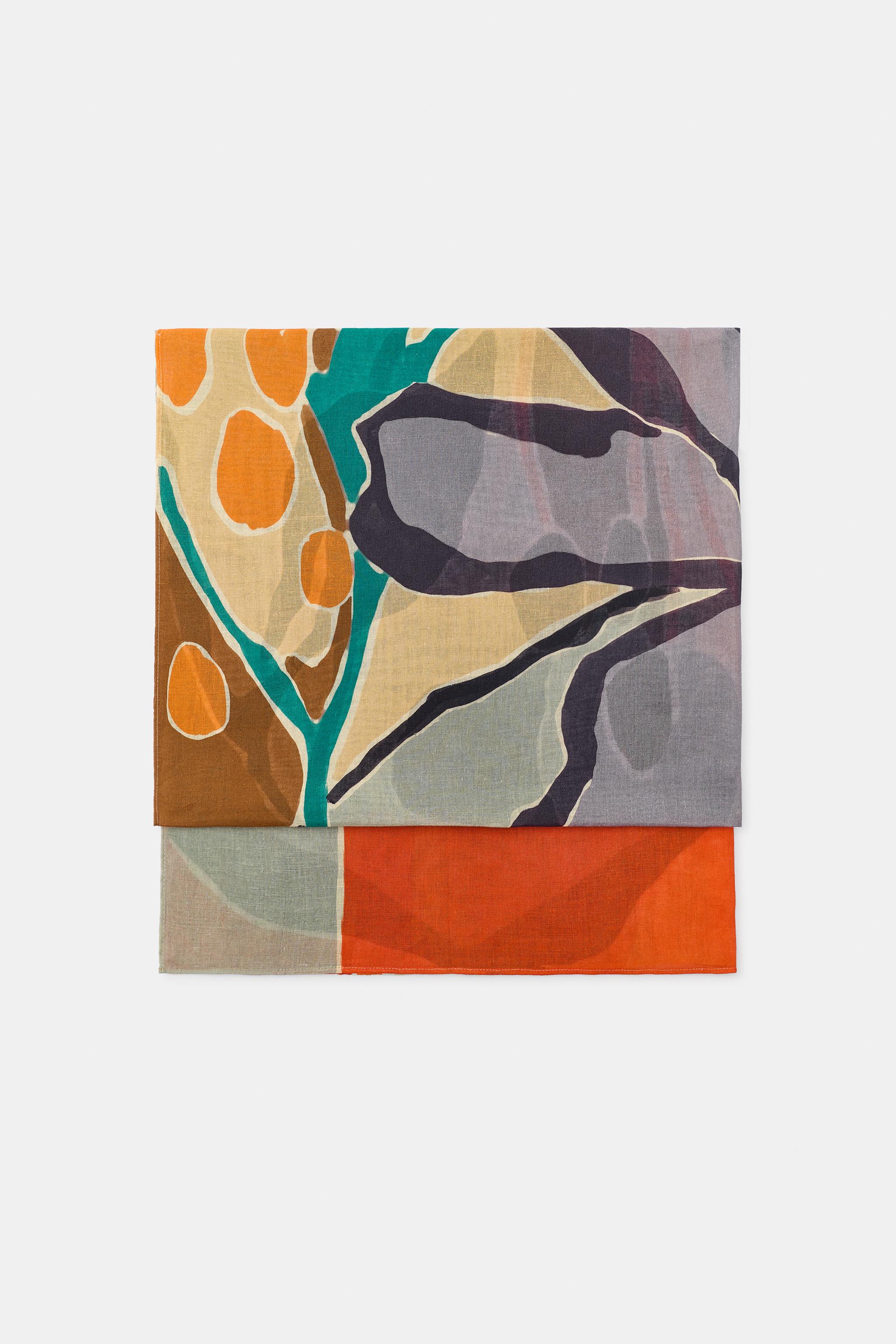 LINEN-BLEND PRINTED SCARF